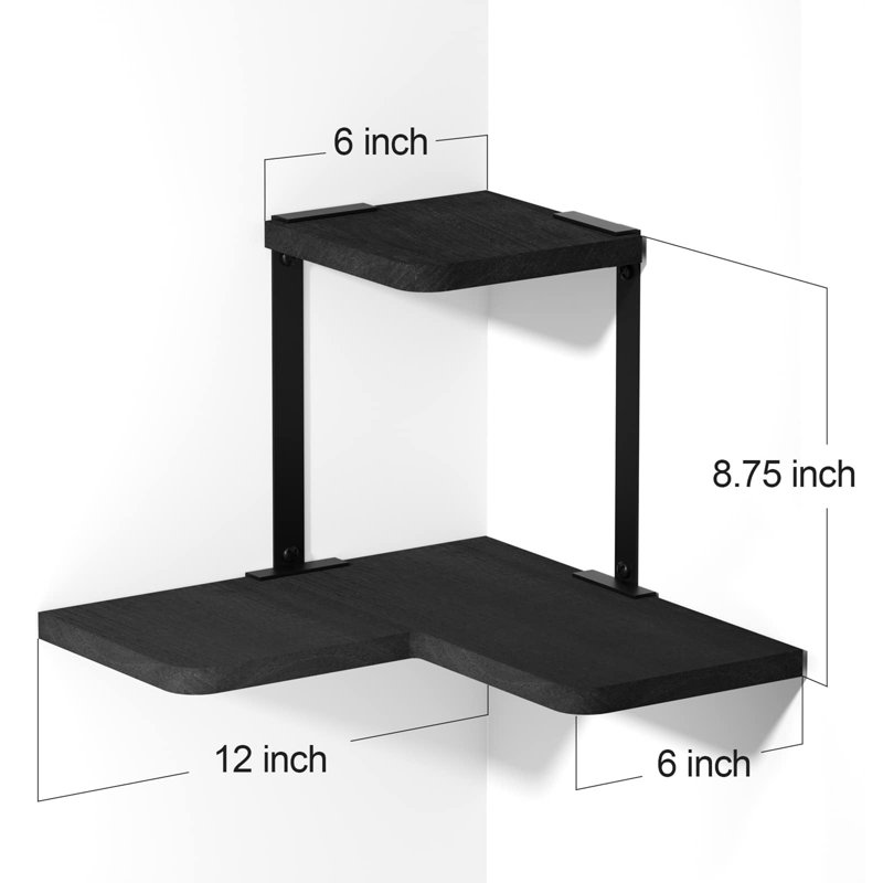 Michielle 2 Piece Corner Shelf, Black