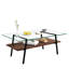 Table basse rectangulaire en verre trempé lisse et structure en métal robuste avec pieds transparents