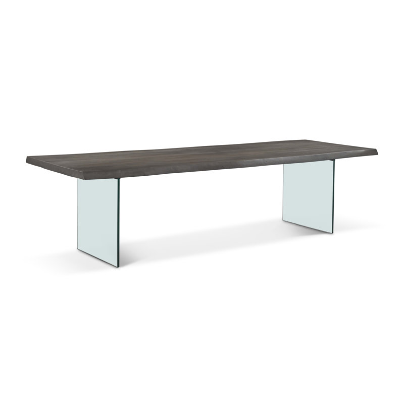 Brooks Solid Wood Double Pedestal Dining Table, 29.75"H x 116"L x 40"W, Sandblasted Gray