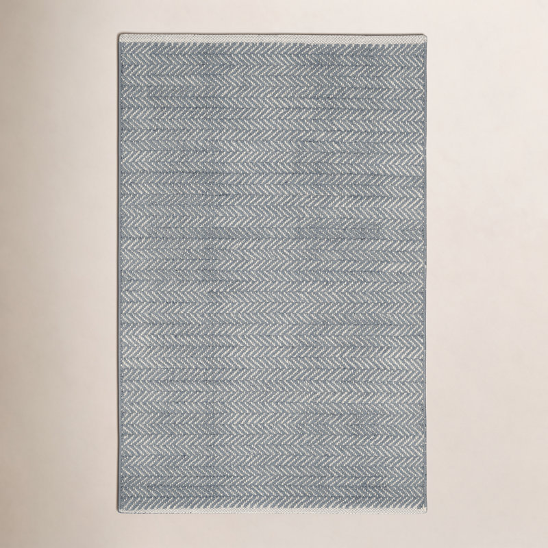 Tapis suédois en coton tissé à la main Herringbone, Rectangle 9 pi 6 po x 13 pi 6 po, Gris ardoise