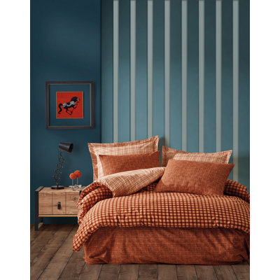 Ensemble de housse de couette 100% coton brun 4 pièces Wenner