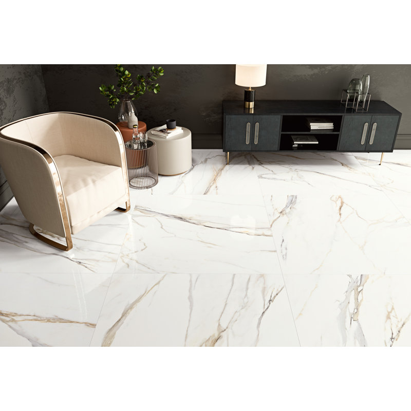 Carreau de porcelaine pour mur et plancher 24 po x 47 po Calacata