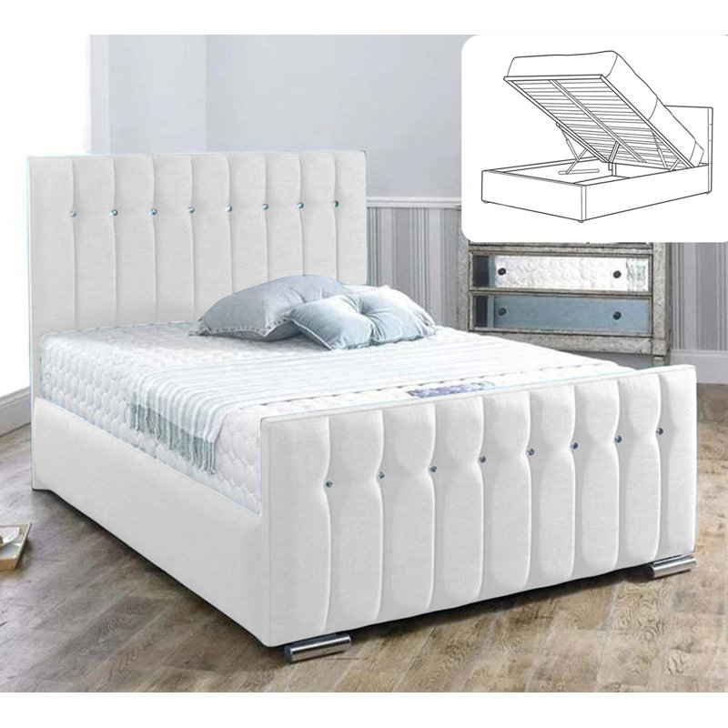 Upholstered Ottoman Storage Bed, Single (3'), White