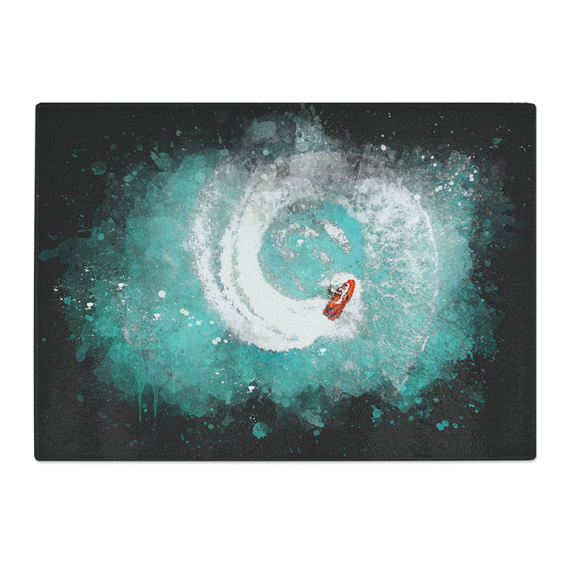 Tempered Glass Jet Ski Whirlpool on Bear Lake Chopping Board, 20 cm x 28.5 cm