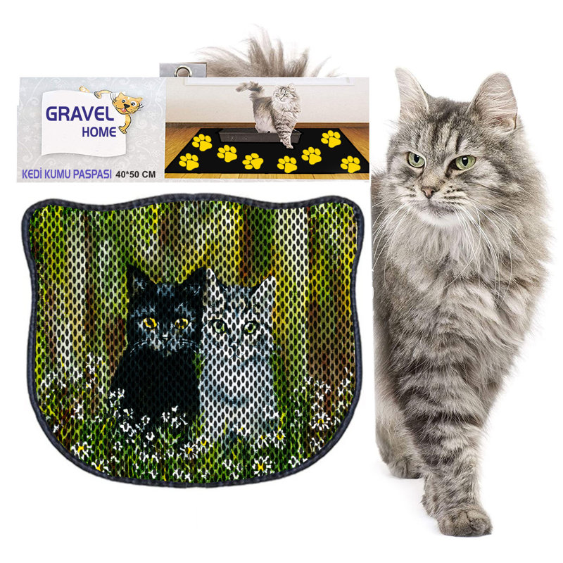 Tapis de litière durable pour chat, 15,7 po x 19,7 po | 50% PVC / 50% polyester, lavable à la machine et passer l'aspirateur | Parfait pour un nettoyage facile, conception antidérapante pour garder votre maison propre et fraîche, idéal pour les propriétaires d'animaux de compagnie