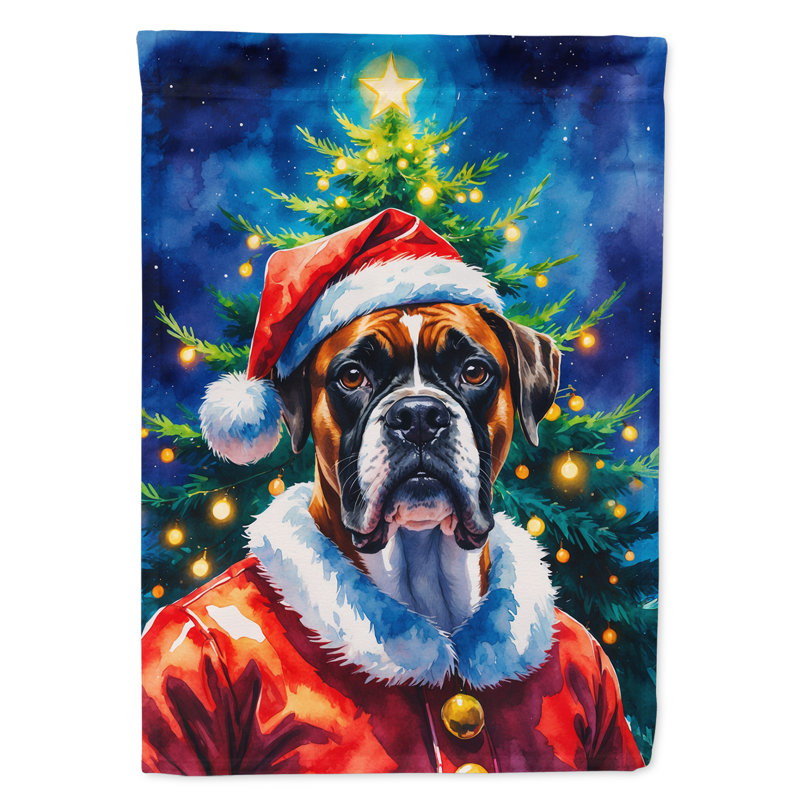 Chocolate Poodle Christmas House Flag, Boxer