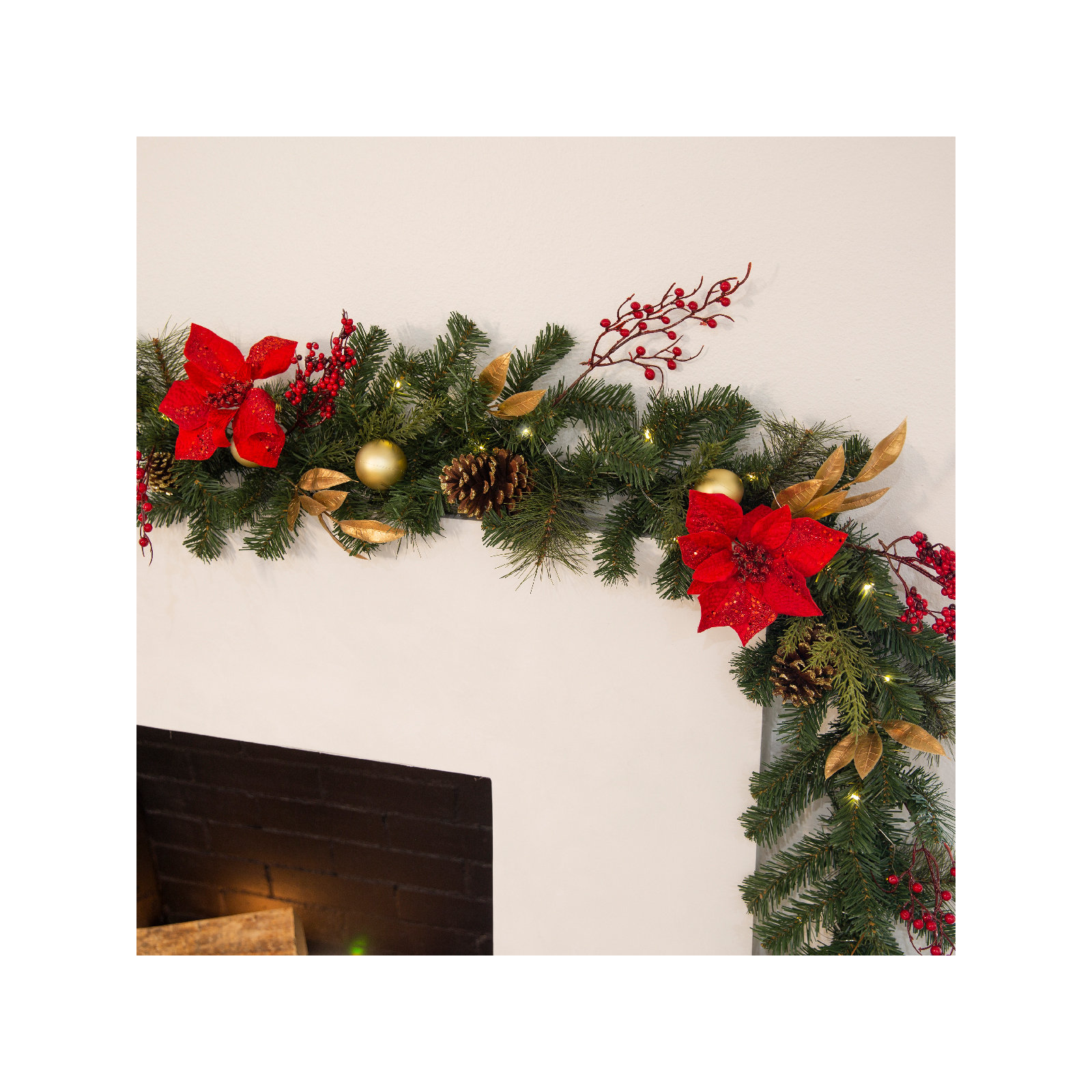 72" Red Ruby Holiday Garland with Lights