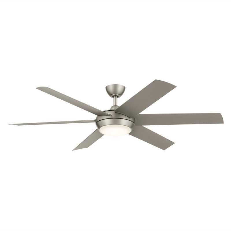 Kichler 60-inch Mint Brushed Nickel Ceiling Fan with Glass Shade, Brushed Nickel with Silver Blades
