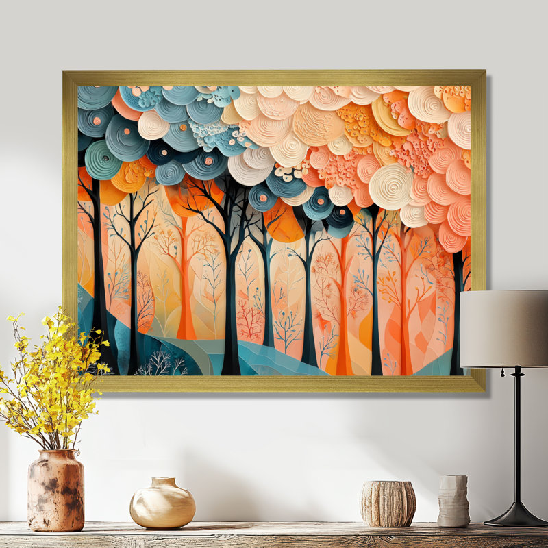 Forest Trees Dream Fragments Forest I - art mural forêt, H 34 po x l 44 po, Reproduction encadrée d'une seule photo, Doré