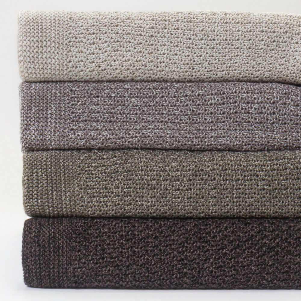 Artesia Linen Knit Throw Blanket, Black