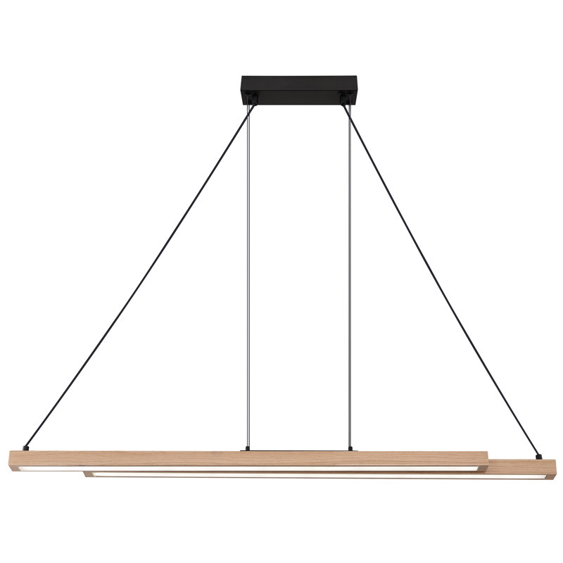 Courtlandt 1 - Light Matte Black LED Pendant, Dark wood look