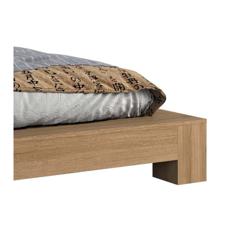 Chambre Zen - Lit plateforme - Assemblage facile, aucun sommier requis, Brun