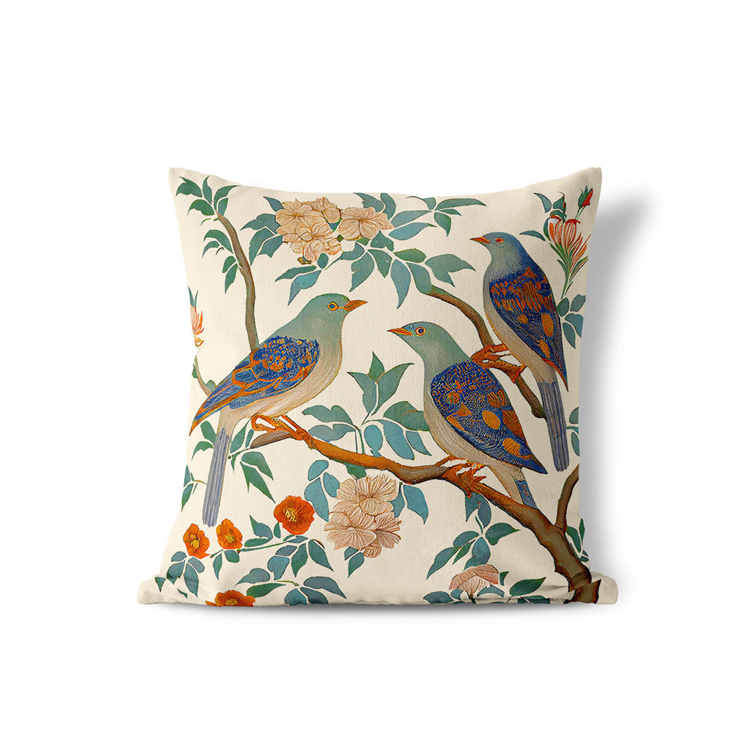 Enchanted Feathers Indoor/Outdoor Floral Square Cushion With Filling