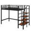 Lit mezzanine simple en métal, avec grille de rangement supérieure et échelle avec compartiments latéraux-443607975