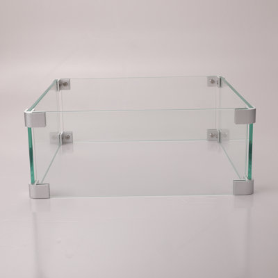 Pare-vent carré moderne en verre pour table de feu carrée