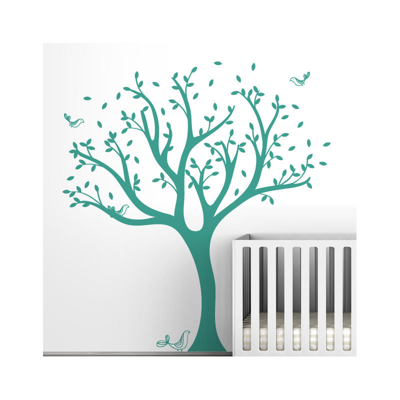 Décalcomanie murale arbre tweet, Turquoise