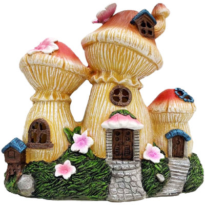9" Resin Solar LED Mushroom Bungalow