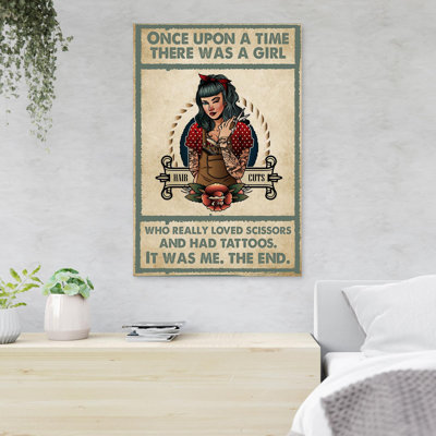 "Coiffeuse de coiffeuse", "Il était une fois" - Reproduction d'art graphique sur toile tendue 1 pièce