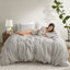 Ensemble de housse de couette en mélange de lin Cozy Comfort pour une utilisation toute l'année