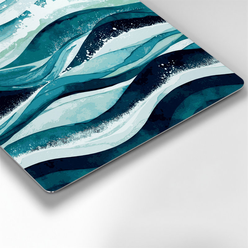 Art mural bleu côtier à motif de vagues numériques, H 12 po x l 12 po