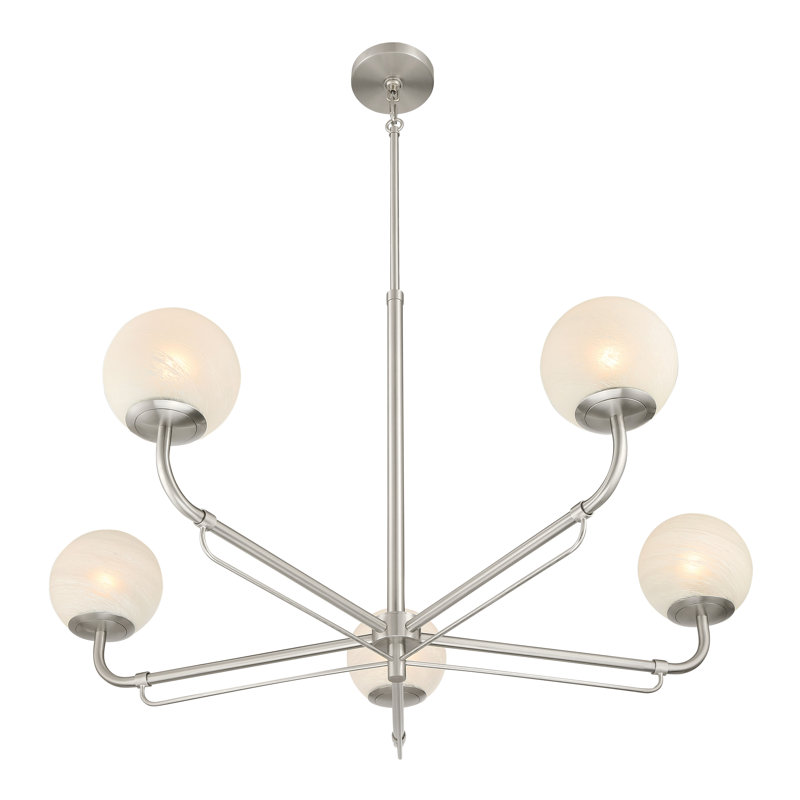 5 LIGHT CHANDELIER, Brushed Nickel