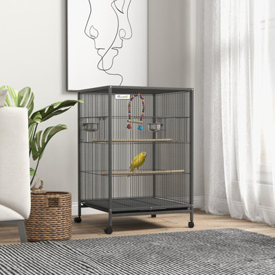 74cm Steel Flat Top Floor Bird Cage with Wheels