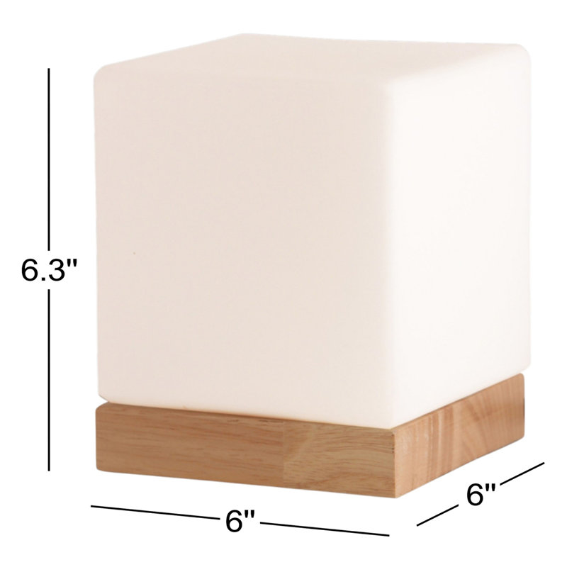 Lampe de chevet carrée en bois naturel 6,3 po Anwan