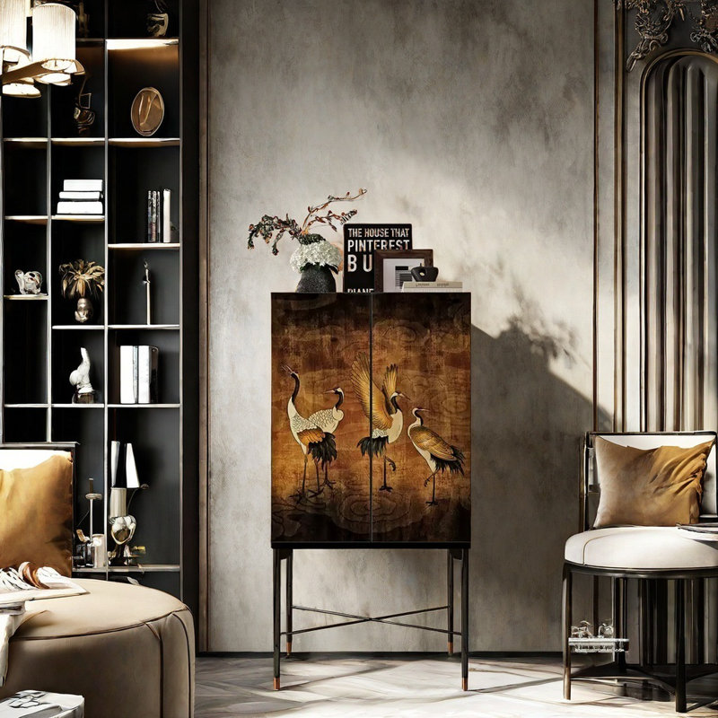 Painted Crane Bookcase