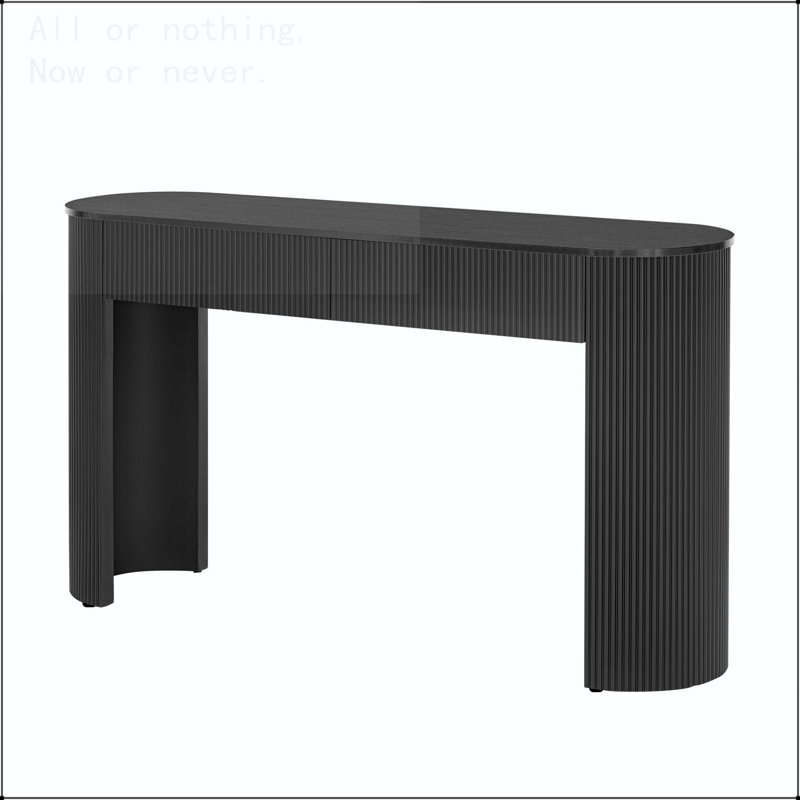 Console moderne avec design cannelé et plateau ovale, Noir