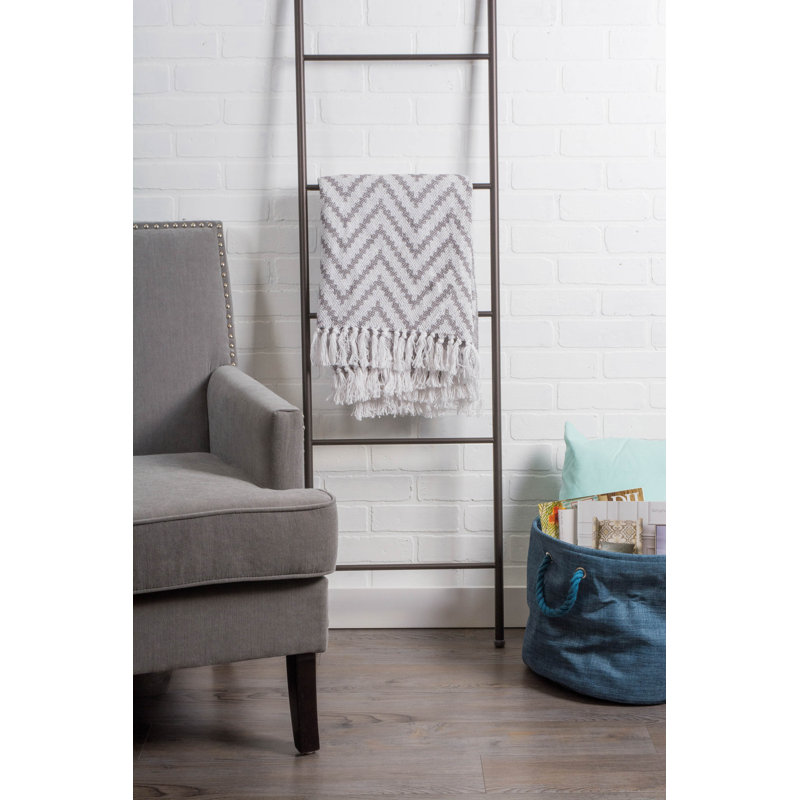  Jeté en coton à chevrons, Gris