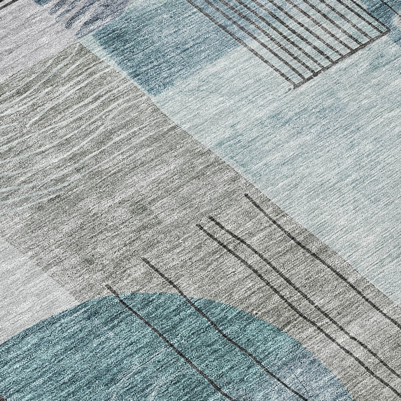 Jude Teal Washable Indoor-Outdoor Rug - , 9' x 12'