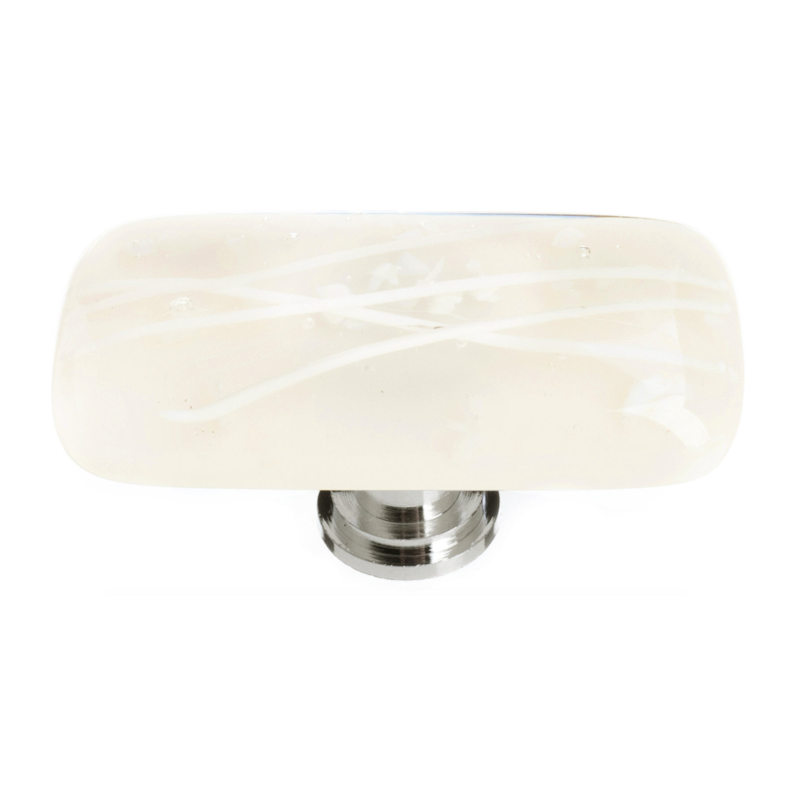 Cirrus Rectangular Knob Knob, Vanilla/White Mardi Gras/Polished Chrome