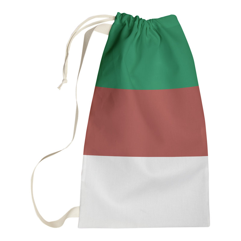 Boston Fabric Laundry Bag with Handles, Small ( 29" x 18" x 1.5"), Green/Gold/White