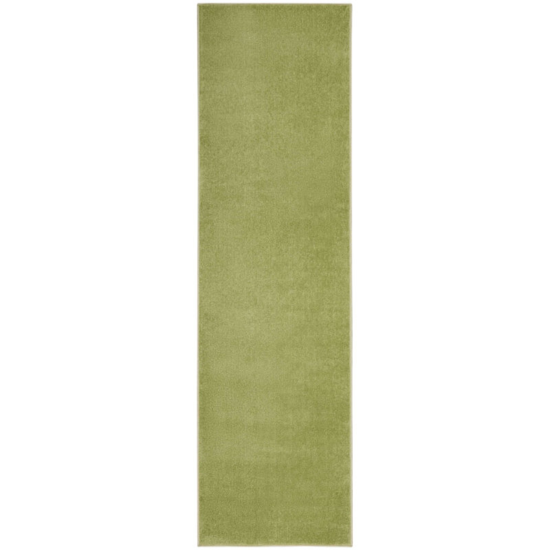 Tapis vert uni intérieur / extérieur Mullican Sandy, Tapis de couloir 2 pi 2 po x 7 pi 6 po