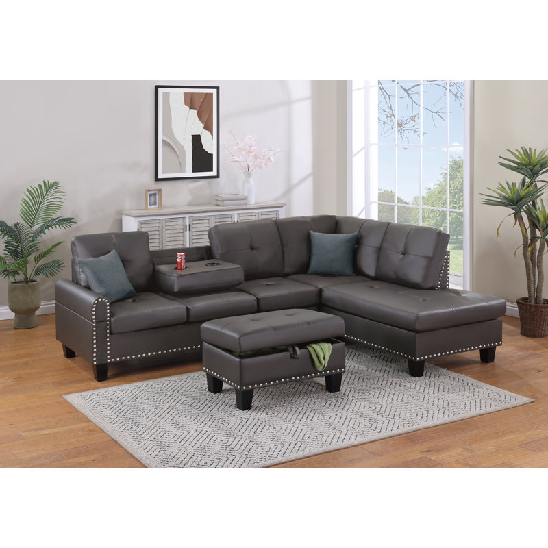 Ensemble modulaire 3 pièces Adwell, Similicuir espresso