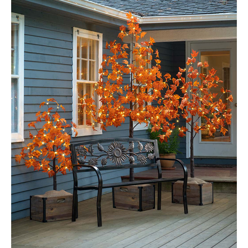 48" Tall Orange Maple LED Lighted Outdoor Faux Tree
