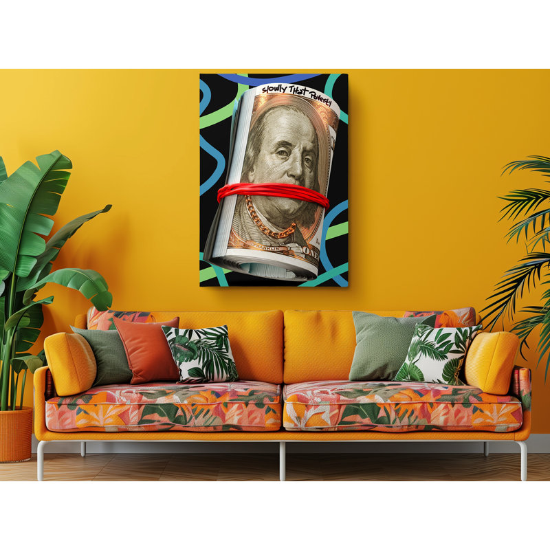 Stack of Money Dollar Bills Canvas Art Print