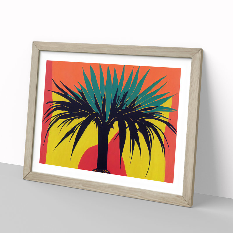 Abstract Palm Tree - Framed Print, 25cm H x 34cm W x 2cm D, Oak