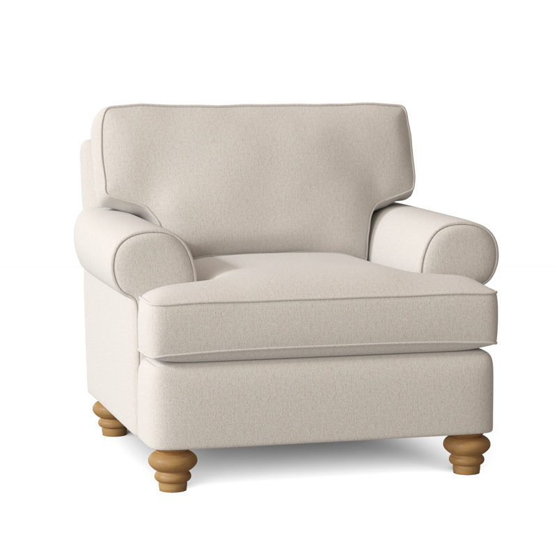 Lowell Upholstered Accent Chair, Havana Finish, Snow Crypton Performance; 0884-91