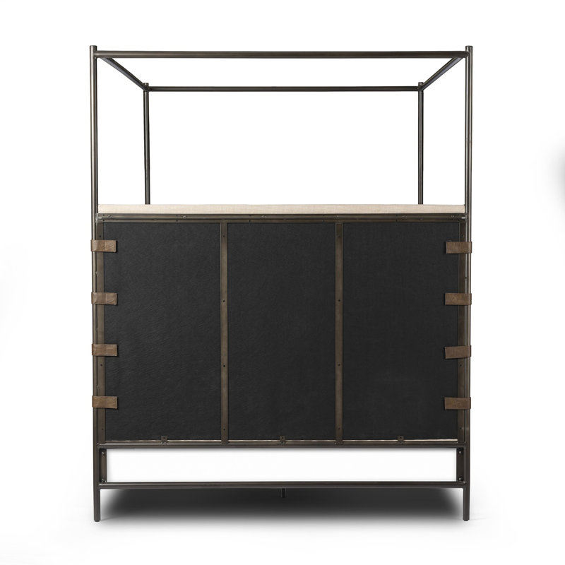 Anderson Upholstered Canopy Bed, Queen, Beige