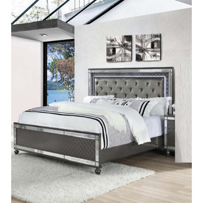 Modern Glam Style LED Lights Bed