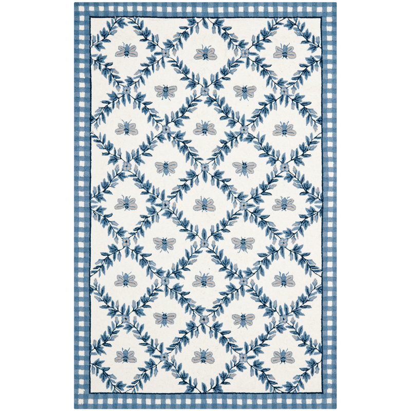 Tapis floral en laine crocheté à la main Kinchen, Rectangle 9 pi x 12 pi