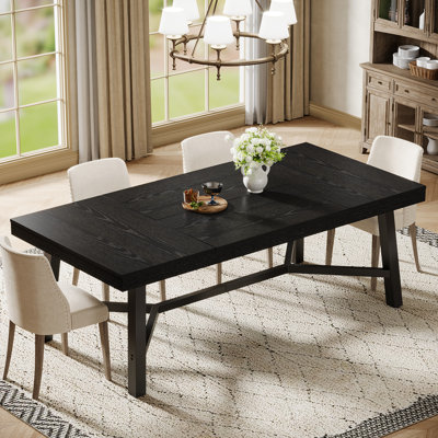 Grande table de salle à manger rectangulaire de 71 pouces pour 6 personnes, grande table de cuisine avec pieds en métal
