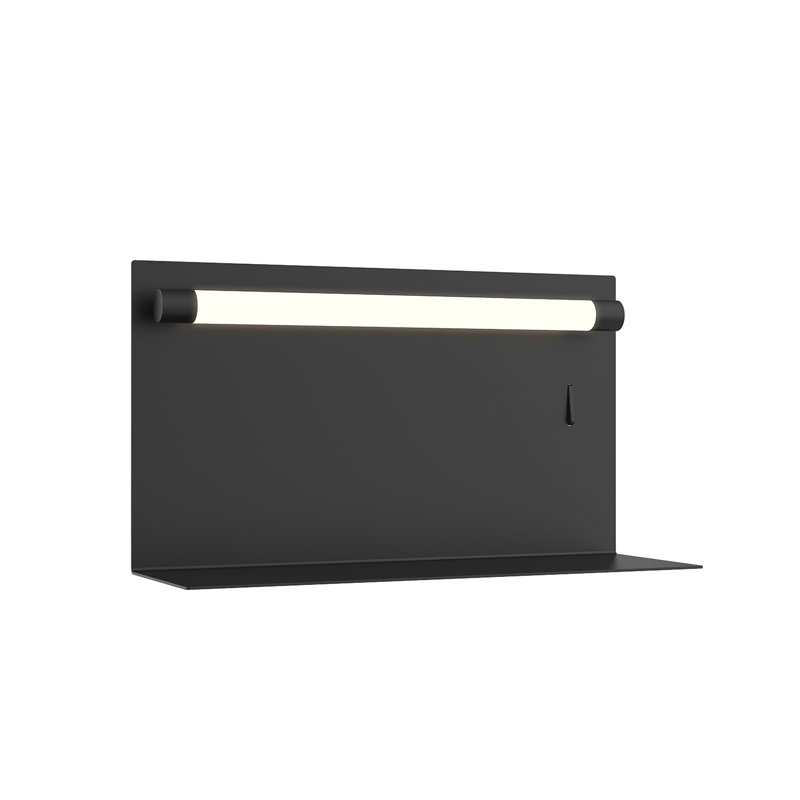 Dresden Dimmable LED Black Sconce with USB Charging Shelf
