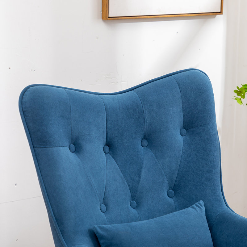 Hraztan Upholstered Accent Chair with Footstool, Blue
