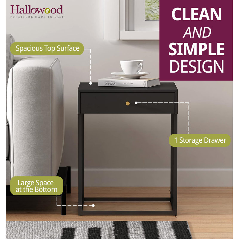 53cm W Steel Bedside Table