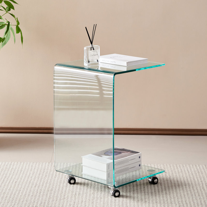Table de bout décorative en verre transparent - ajoute une touche de charme champêtre