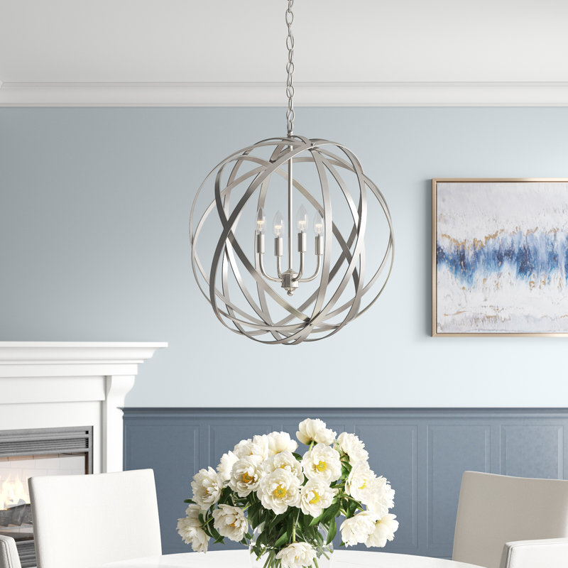 Harwich 4 - Light Dimmable Globe Chandelier, Brushed Nickel