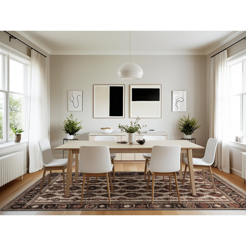 Machine Washable Persian Brown Area Rug, Rectangle 7' x 10'