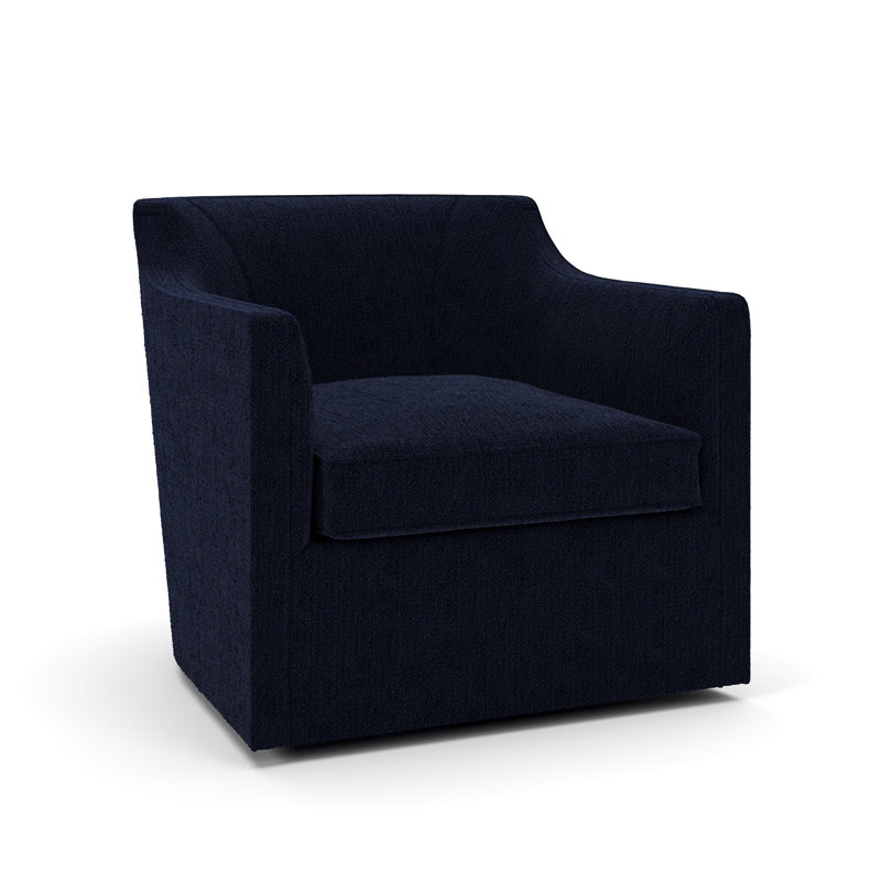 Fauteuil pivotant rembourré Marietta, Davis bouclé performance encre